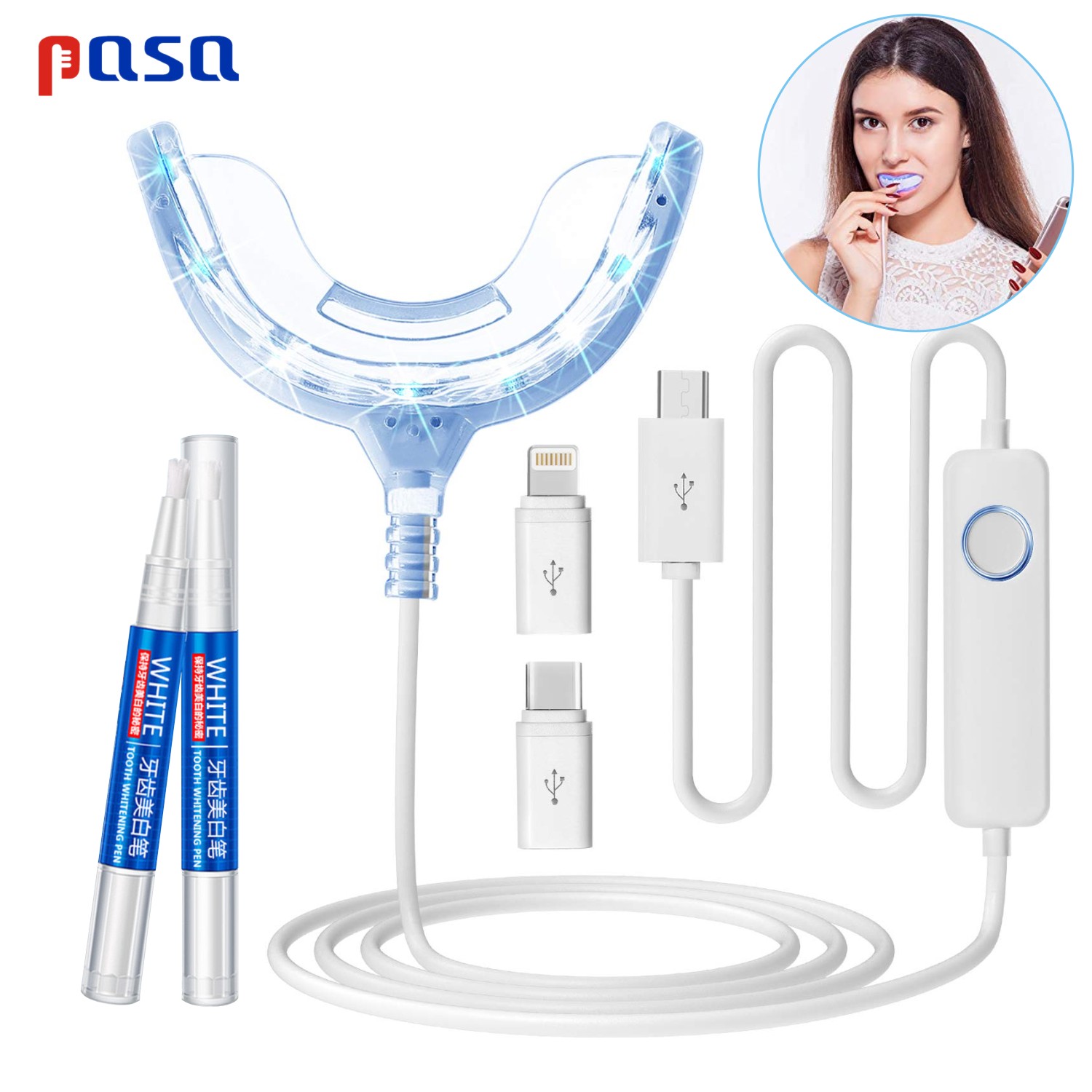 Teeth Whitening Home Kit - Kit Portatile LED a Luce Blu